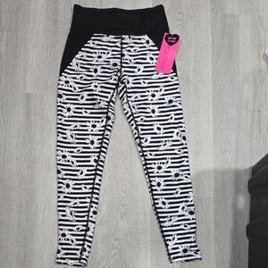 Betsey Johnson Black and White Floral Leggings